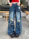Destroyed Low Rise Easy Cut Utility Denim