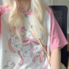 Sweet Pink Kawaii Designed Rabbit T-Shirt