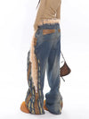 Classic Mosaic Leather Studded Faded Denim