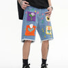 Heritage Botanical Knitted Pattern Denim Shorts