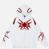 Web Print Dark Zip-Up Hooded Sweatshirt