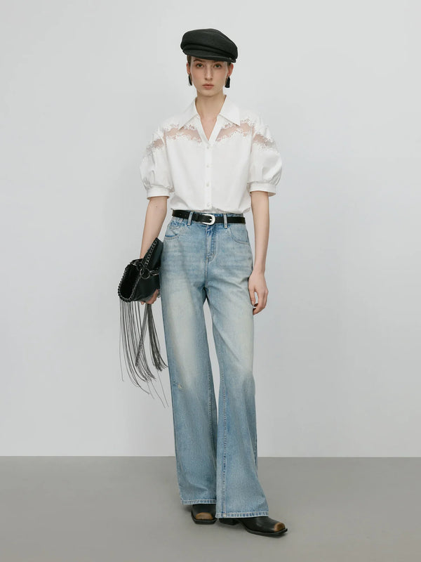 Sheer Lace Luxe Classic Summer Blouse