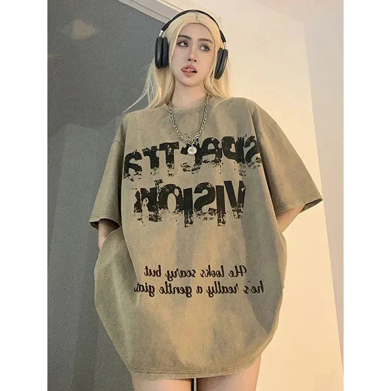 Durable Laid-Back Heritage Letter Print Cotton T-Shirt