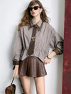 Tied Hem Asymmetric Stripe Woven Shirt