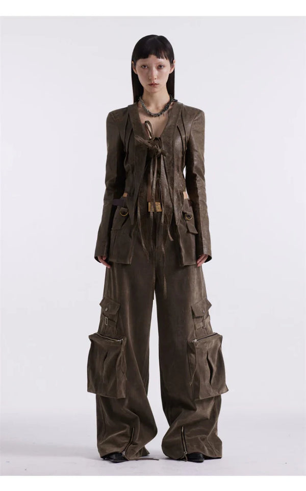 Faux Leather Cargo Trousers alternatif görünüm