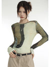 Cyber Turn-Of-Era Collage-Cut Grit-Style Cut-Short T-Shirt