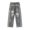 Chic Western Style Rebel Mosaic Striped Denim