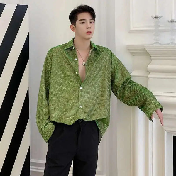 Glitter Sequin Elegant Long Sleeve Top alternatif görünüm