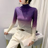 Long Mesh Print Gradient Chic T-Shirt