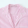 Cropped Stripe Button-Up Two-Tone Shirt