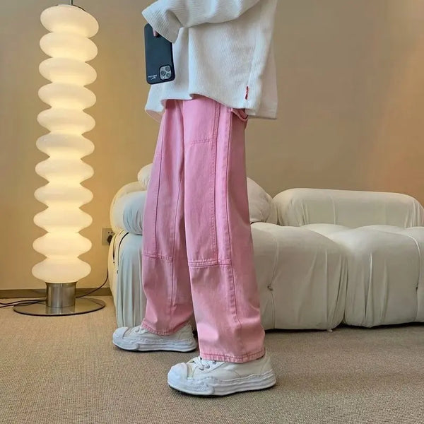 Wardrobe Staple Elegant Pink Relaxed Utility Denim alternatif görünüm