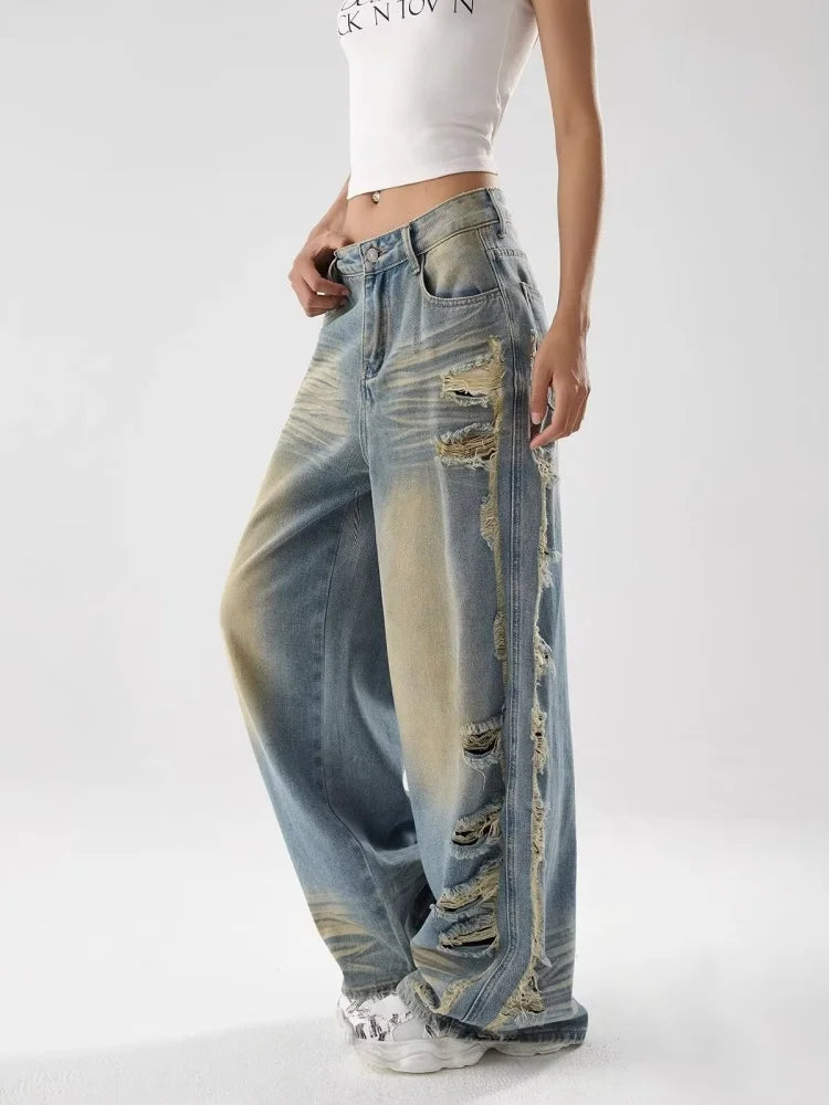 Heritage Faded Blue Stacked Wide Denim