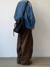 Vintage Wide Leg Japon Baskılı Pantolon, yakın çekim — Navra Wear
