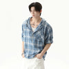 Urban-Edge Plaid Drawstring Hooded T-Shirt
