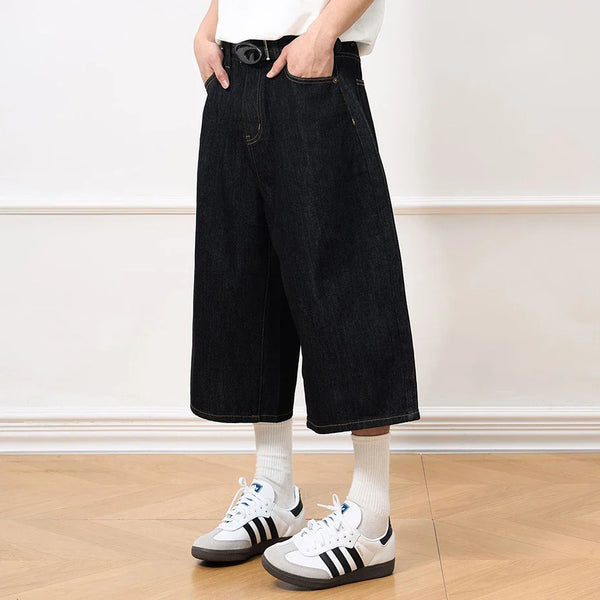 Heritage Black Relaxed Denim Shorts