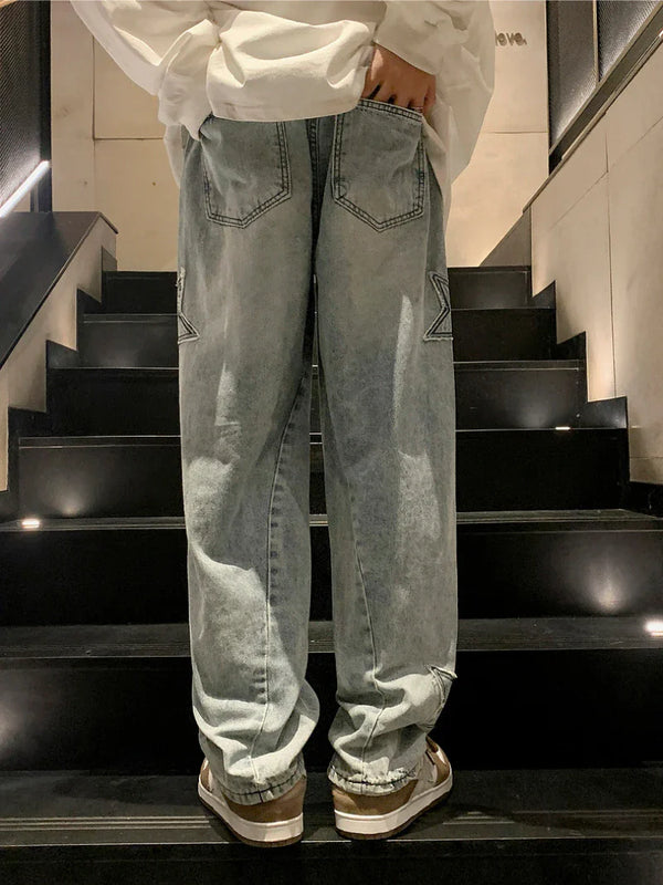 2000s Stellar Stitched Relaxed Denim alternatif görünüm