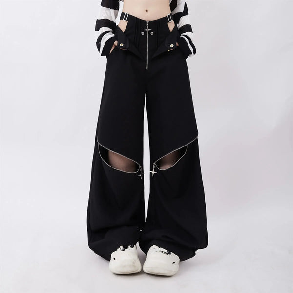 Zip Cargo High-Rise Trousers