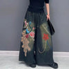 Heritage Chinese Style Peacock Stitchwork Denim
