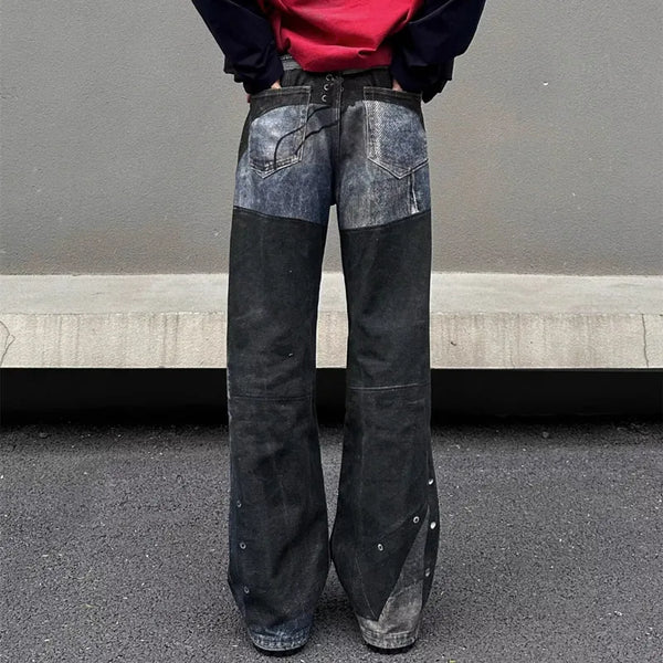 Luxury Cyber Graphic Relaxed Denim alternatif görünüm
