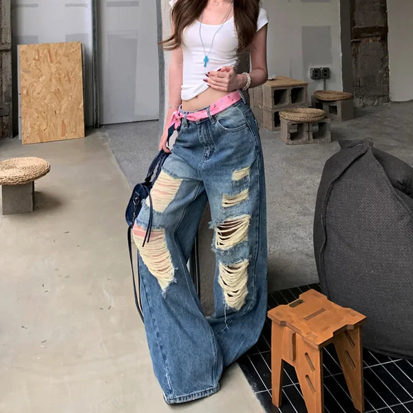 2000s Plush Torn Rinse Denim alternatif görünüm