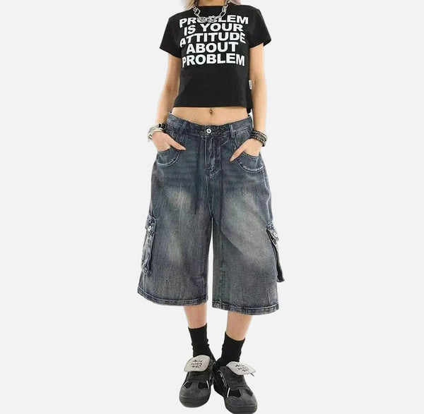 High Quality Straight Fit Field Utility Denim Shorts