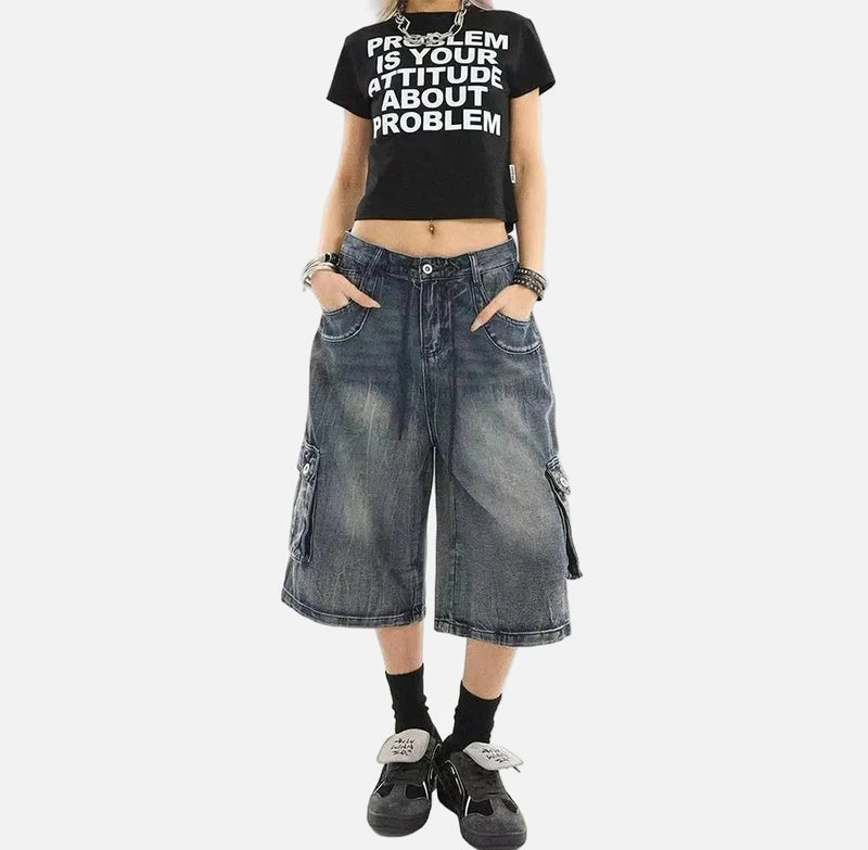 High Quality Straight Fit Field Utility Denim Shorts