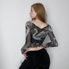 Long Mesh Lace Irregular Irrabeezt T-Shirt