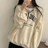 Cozy Zip-Up Letter Half-Zip Sweatshirt