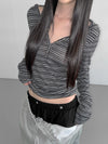Fitted Striped Long Sleeve Sweatshirt