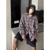 Refined Plaid Drape Long Sleeve Shirt