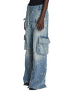 Midnight High-Rise Mosaic Denim Utility Denim