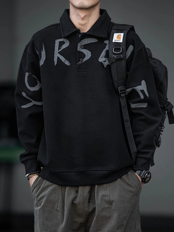 Dark Script Polo Boxy Top