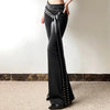 Solid High-Rise Leather Flare