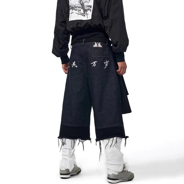 Original Stitched Tassel Burr Denim Shorts alternatif görünüm
