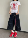 Timeless Urban Beat High-Rise Mosaic Utility Denim Shorts