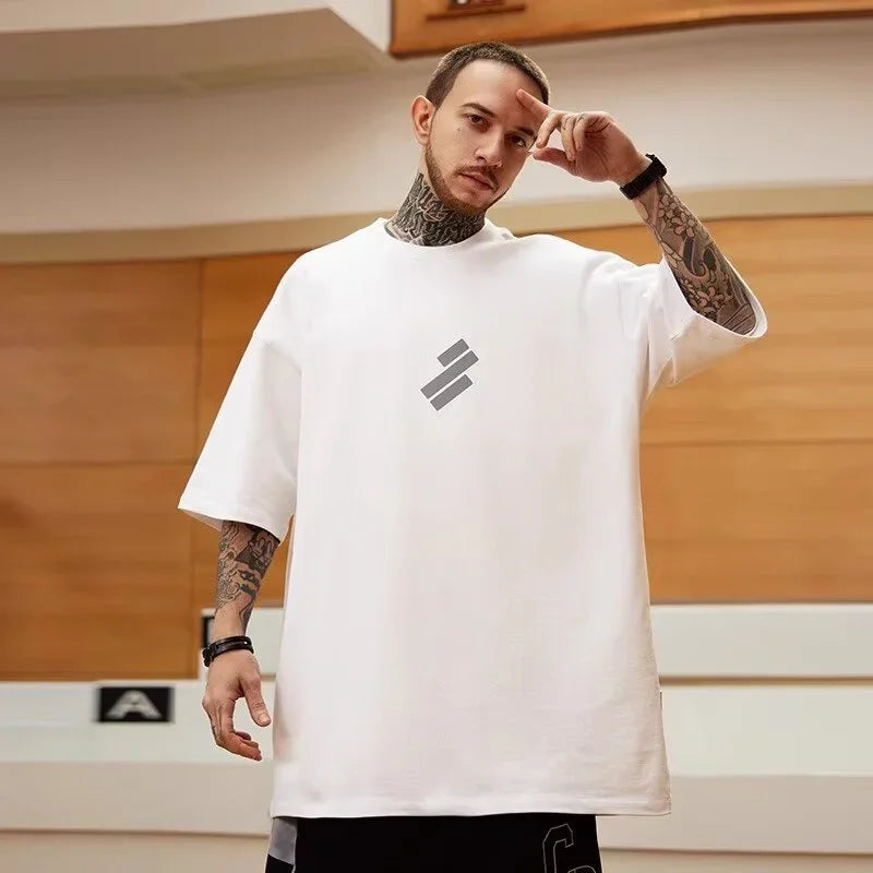 Frosted Urban Artwork Print Cotton Short T-Shirt