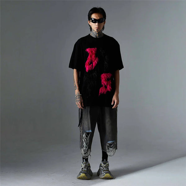 Edgy Chilled Spliced Fur T-Shirt alternatif görünüm