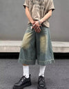 Western Style Urban Beat Wide Leg Denim Shorts