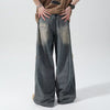 Washed Ripped Wide-Leg Denim