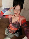 Turn-Of-Era Fishnet Sleeve Mesh Top