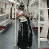 Charcoal Plaid Wide Street Pants