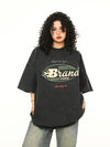 Retro-Faded Alphabet Print Breezy-Cut Cotton T-Shirt