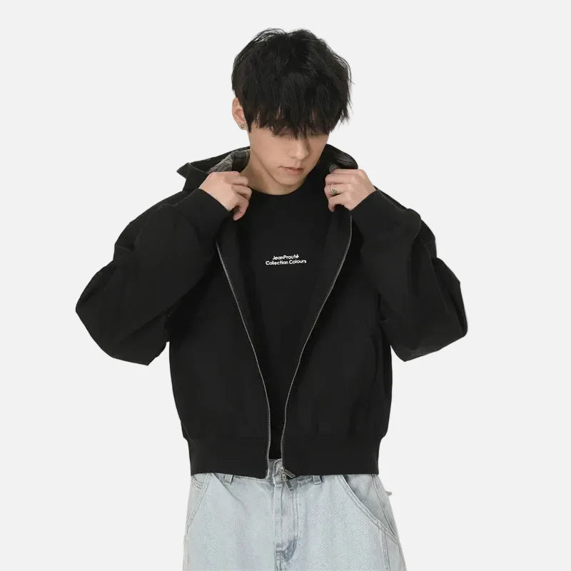 Check Tone Double Zip Chic Hood