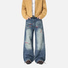 Western Style Rinse Botanical Stitched Denim