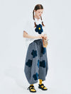 New-Millennium Floral Patch Breezy-Cut Fit Bright-Days T-Shirt