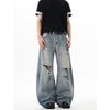 Heritage Blue Torn Bell Leg Denim