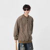 Ribbed Henley Knit Pullover
