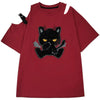 Red No-Rules Minimal Print All-American Style T-Shirt