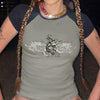 Turn-Of-Era Winged Ossuary Emblem Print T-Shirt