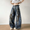 Flexible Patched Strap Relaxed Bell Leg Denim